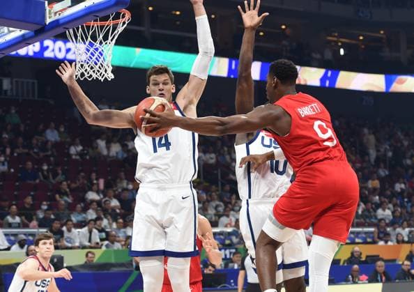 USA vs CANADA RJ BARRETT, basketball player of Canada, at the FIBA World Cup match against USA, for 3rd place, at MOA Arena. Manila, 10.09.2023. photo: Nebojsa Parausic MN press photo BASKETBALL, FIBA, WORLD CUP, USA, CANADA Manila MOA Arena Philippines Copyright: xNebojsaxParausicx xMNxPressx