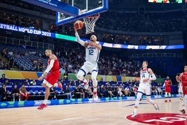 Basketball Manila Pasay 10 09 2023 FIBA Basketball World Cup 2023 Mens World Championship Match for 3rd Place Bronze United States of America USA Canada CAN JOSH HART USA, No 12 Dillon Brooks Canada, No 24 li