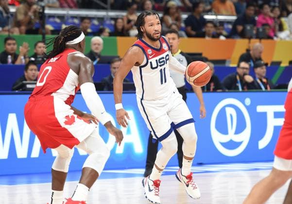 USA vs CANADA JALEN BRUNSON, basketball player of USA, at the FIBA World Cup match against Canada, for 3rd place, at MOA Arena. Manila, 10.09.2023. photo: Nebojsa Parausic MN press photo BASKETBALL, FIBA, WORLD CUP, USA, CANADA Manila MOA Arena Philippines Copyright: xNebojsaxParausicx xMNxPressx