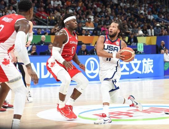 USA vs CANADA JALEN BRUNSON, basketball player of USA, at the FIBA World Cup match against Canada, for 3rd place, at MOA Arena. Manila, 10.09.2023. photo: Nebojsa Parausic MN press photo BASKETBALL, FIBA, WORLD CUP, USA, CANADA Manila MOA Arena Philippines Copyright: xNebojsaxParausicx xMNxPressx