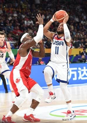 USA vs CANADA JALEN BRUNSON, basketball player of USA, at the FIBA World Cup match against Canada, for 3rd place, at MOA Arena. Manila, 10.09.2023. photo: Nebojsa Parausic MN press photo BASKETBALL, FIBA, WORLD CUP, USA, CANADA Manila MOA Arena Philippines Copyright: xNebojsaxParausicx xMNxPressx