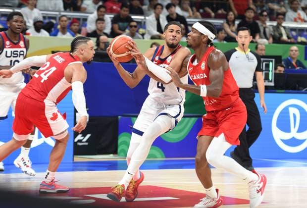 USA vs CANADA TYRESE HALIBURTON, basketball player of USA, at the FIBA World Cup match against Canada, for 3rd place, at MOA Arena. Manila, 10.09.2023. photo: Nebojsa Parausic MN press photo BASKETBALL, FIBA, WORLD CUP, USA, CANADA Manila MOA Arena Philippines Copyright: xNebojsaxParausicx xMNxPressx