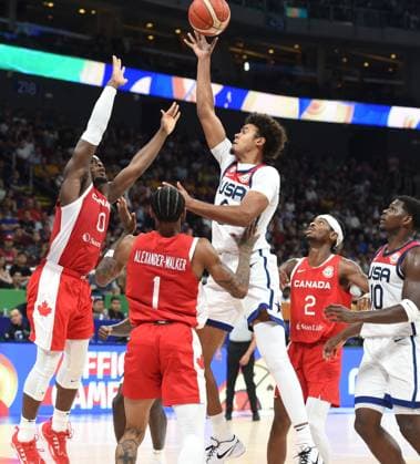 USA vs CANADA CAMERON JOHNSON, basketball player of USA, at the FIBA World Cup match against Canada, for 3rd place, at MOA Arena. Manila, 10.09.2023. photo: Nebojsa Parausic MN press photo BASKETBALL, FIBA, WORLD CUP, USA, CANADA Manila MOA Arena Philippines Copyright: xNebojsaxParausicx xMNxPressx