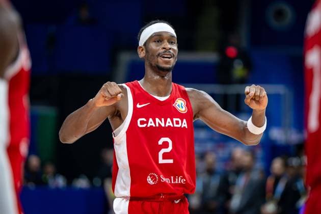 Basketball Manila Pasay 10 09 2023 FIBA Basketball World Cup 2023 Mens World Championship Match for 3rd Place Bronze United States of America USA Canada CAN Shai Gilgeous Alexander Canada, No 02 Cheering