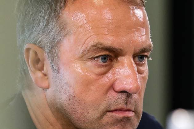 National coach Hansi Flick Germany press conference after the friendly match Germany vs Japan at the VW Arena in Wolfsburg Football,man,men,Germany,09 09 2023