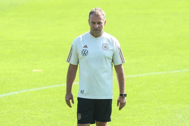 Sport, football, national team season 2023 2024 Public regeneration training session of the German national team after the international match against Japan 10 09 2023, AOK Stadium Wolfsburg Hans Dieter Flick national coach Germany Wolfsburg AOK Stadium Lower Saxony Germany