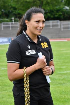 2021 GFL American Football - Munich Cowboys vs Frankfurt Universe - am 05.05.2021 in München Dante Stadion Nadine Nurasyid (Head coach Munich Cowboys) sportworld München Dante Stadion *** 2021 GFL American Football Munich Cowboys vs Frankfurt Universe on 05 05 2021 in Munich Dante Stadium Nadine Nurasyid Head coach Munich Cowboys sportworld Munich Dante Stadium