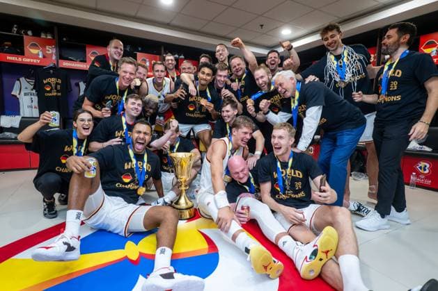 Basketball Manila Pasay 10 09 2023 FIBA Basketball World Cup 2023 World Championship Men Final Germany GER Serbia SRB Germany is World Champion Cabin Cheering Team