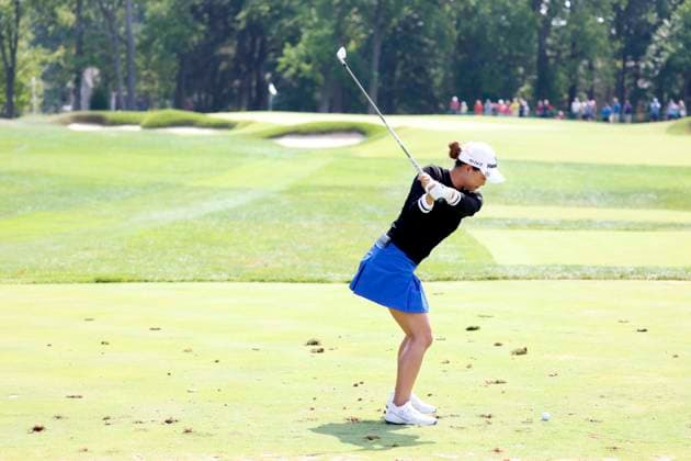 CINCINNATI, OH - SEPTEMBER 10: LPGA, Golf Damen player Minjee Lee plays her tee shot on the third hole during the final round of the Kroger Queen City Championship on September 10, 2023, at the Kenwood Country Club in Cincinnati, Ohio. (Photo by Brian Spurlock Icon Sportswire) GOLF: SEP 10 LPGA Kroger Queen City Championship EDITORIAL USE ONLY Icon230910005