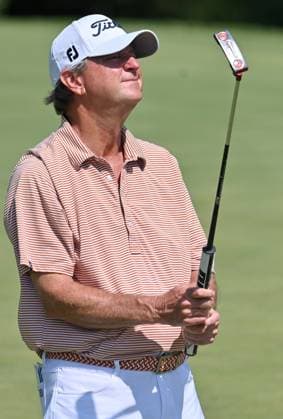 JENNINGS, MO - SEPTEMBER 10: Golfer Wes Short Jr reacts after just missing a putt on the 2 green during the final round of the PGA, Golf Herren Tour Champions Ascension Charity Classic on September 10, 2023, at Norwood Hills Country Club in Jennings, Mo. (Photo by Keith Gillett Icon Sportswire) GOLF: SEP 10 PGA Tour Champions Ascension Charity Classic EDITORIAL USE ONLY Icon230901035