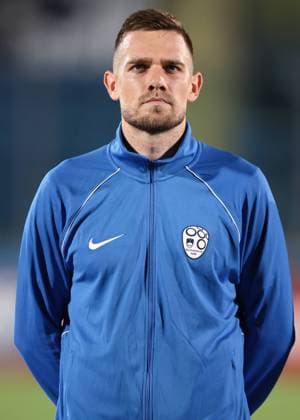 Serravalle, Italy, 10th September 2023. Timi Elsnik of Slovenia looks on during the line up prior to the UEFA EURO, EM, Europameisterschaft,Fussball 2024 match at San Marino Stadium, Serravalle. Picture credit should read: Jonathan Moscrop Sportimage EDITORIAL USE ONLY. No use with unauthorised audio, video, data, fixture lists, club league logos or live services. Online in-match use limited to 120 images, no video emulation. No use in betting, games or single club league player publications. SPI-2558-0076
