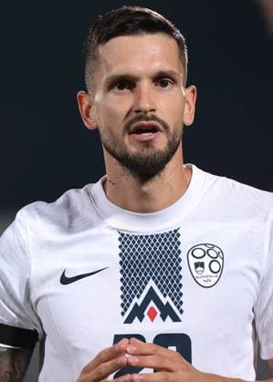 Serravalle, Italy, 10th September 2023. Petar Stojanovic of Slovenia reacts during the UEFA EURO, EM, Europameisterschaft,Fussball 2024 match at San Marino Stadium, Serravalle. Picture credit should read: Jonathan Moscrop Sportimage EDITORIAL USE ONLY. No use with unauthorised audio, video, data, fixture lists, club league logos or live services. Online in-match use limited to 120 images, no video emulation. No use in betting, games or single club league player publications. SPI-2558-0167