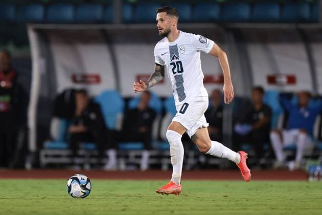 Serravalle, Italy, 10th September 2023. Petar Stojanovic of Slovenia during the UEFA EURO, EM, Europameisterschaft,Fussball 2024 match at San Marino Stadium, Serravalle. Picture credit should read: Jonathan Moscrop Sportimage EDITORIAL USE ONLY. No use with unauthorised audio, video, data, fixture lists, club league logos or live services. Online in-match use limited to 120 images, no video emulation. No use in betting, games or single club league player publications. SPI-2558-0180