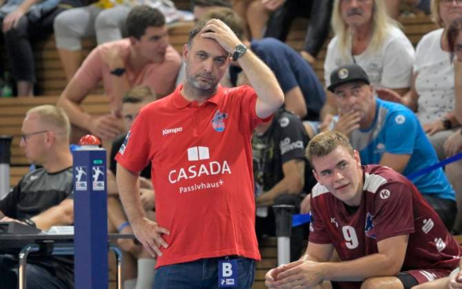 11 09 2023, Potsdam coach Bob Hanning, handball, 2 Bundesliga, 2 match day, HC Elbflorenz Dresden 1 VfL Potsdam, c Dresden Germany