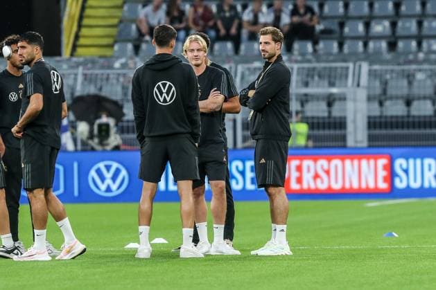 Sports, football, national team season 2023 2024 friendly international match Germany France 12 09 2023, SIGNAL IDUNA PARK Dortmund Julian Brandt Germany, 17 Kevin Trapp Germany, 12 Dortmund Signal Iduna Park Nordrhein Westfahlen Germany
