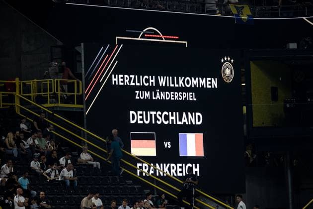 Friendly match Germany France 12 09 2023 Video Wall Welcome to the international match Germany vs France Friendly match Germany France, Dortmund, Signal Iduna Park on 12 09 2023 DFB REGULATES PROHIBIT ANY USE OF PHOTOGRAPHS AS IMAGE SEQUENCES AND OR QUASI VIDEO Copyright: xBEAUTIFULxSPORTS Wunderlx