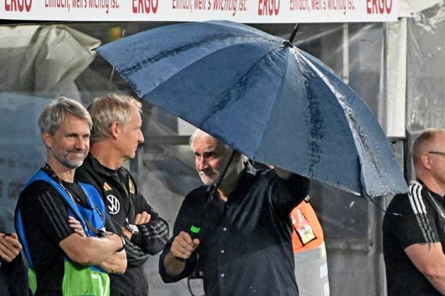 12 09 2023, xjhx, international football match, Germany France emspor, v l interim coach coach Rudi Voeller Völler German national football team DFB DFL DFB REGULATES PROHIBIT ANY USE OF PHOTOGRAPHS as IMAGE SEQUENCES and or QUASI VIDEO Dortmund