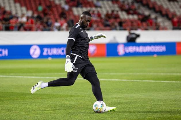 SION, SWITZERLAND SEPTEMBER 12 goalkeeper Yvon Mvogo of Switzerland warming up during the UEFA EURO 2024 European qualifier match between Switzerland and Andorra at Stade Tourbillon on September 12, 2023 in Sion, Switzerland Sion Stade Tourbillon Valais Switzerland Copyright: xJustPictures.ch SirianexDavetx jp-en-EuSpIm-5C2A7449 20230912