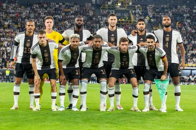 Friendly match Germany France 12 09 2023 The starting lineup of the German national team Back row from left Leroy Sane Germany, 19 , Marc Andre ter Stegen Germany, 1 , Antonio Ruediger Germany, 2 , Niklas Suele Germany, 15 , Emre Can Germany, 23 , Jonathan Tah Germany, 4 Front row from left Florian Wirtz Germany, 9 , Serge Gnabry Germany, 10 , Benjamin Henrichs Germany, 16 , Thomas Mueller Germany, 13 , Ilkay Guendogan Germany, 21 friendly match, Germany France, 12 09 2023, Signal Iduna Park, Dortmund Copyright: xBEAUTIFULxSPORTS Meuselx