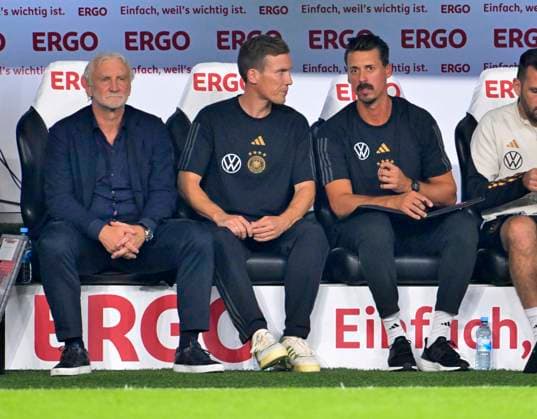 12 09 2023, football national teams friendlies 2023, international match, Germany France, at Signal Iduna Park stadium Dortmund, f l interim national coach Rudi Völler Germany , co coach Hannes Wolf Germany co coach Sandro Wagner Germany