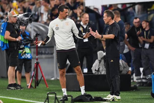 Football, men, season 2023 2024, international match in Dortmund, Germany France, v l coach co-coach Sandro Wagner Germany and coach co-coach Hannes Wolf Germany , 12 09 2023, Copyright: xSebastianxRäppold MatthiasxKochx