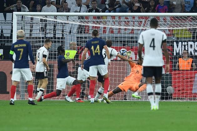 Soccer international match Germany France on 12 09 2023 at Signal Iduna Park in Dortmund Goal to 1 0 by Thomas Müller Germany DFB regulations prohibit any use of photographs as image sequences and or quasi video xRx