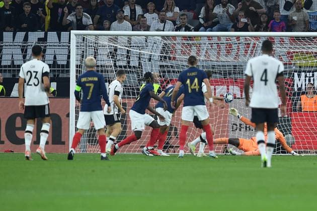 Soccer international match Germany France on 12 09 2023 at Signal Iduna Park in Dortmund Goal to 1 0 by Thomas Müller Germany DFB regulations prohibit any use of photographs as image sequences and or quasi video xRx