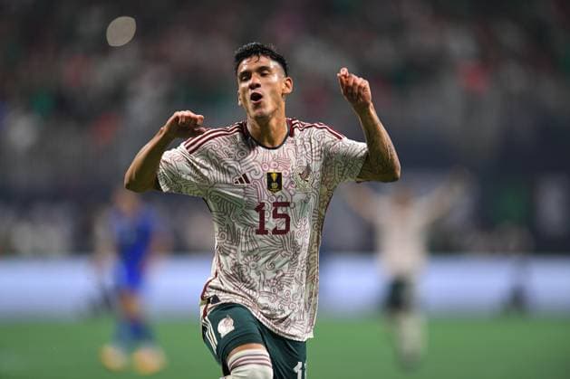 RECORD DATE NOT STATED Seleccion Mexicana 2023 Mexico vs Uzbekistan Uriel Antuna celebrates his goal 3-2 of Mexico during the game Mexico (Mexican national team, Nationalteam vs Uzbekistan National Team, International Friendly, LÃ¤nderspiel, Nationalmannschaft at Mercedes Benz Stadium, on September 12, 2023. <br><br> Uriel Antuna celebra su gol 3-2 de Mexico durante el partido Mexico (Seleccion Mexicana) vs Uzbekistan, Amistoso Internacional, en el Estadio Mercedes Benz, el 12 de septiembre de 2023. ATLANTA GEORGIA ESTADOS UNIDOS  Copyright: xAdrianxMaciasx 20230912210637_SMN_23_AM_MEX_UZB_ANTUNA190