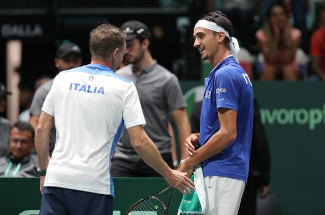 Photo Michele Nucci LaPresse - September 13, 2023 Bologna, Italy - tennis - Canada vs Italy - Alexis Galarneau (CAN) v Lorenzo Sonego (ITA) - Davis Cup 2023 - Unipol Arena. In the pic: Lorenzo Sonego  Copyright: xMichelexNucci LaPressex
