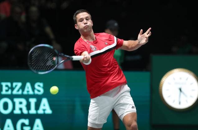 Photo Michele Nucci LaPresse - September 13, 2023 Bologna, Italy - tennis - Canada vs Italy - Alexis Galarneau (CAN) v Lorenzo Sonego (ITA) - Davis Cup 2023 - Unipol Arena. In the pic: Alexis Galarneau  Copyright: xMichelexNucci LaPressex