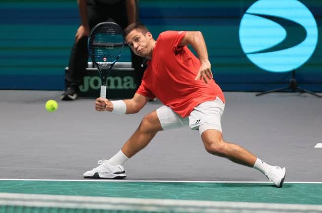 Photo Michele Nucci LaPresse - September 13, 2023 Bologna, Italy - tennis - Canada vs Italy - Alexis Galarneau (CAN) v Lorenzo Sonego (ITA) - Davis Cup 2023 - Unipol Arena. In the pic: Alexis Galarneau  Copyright: xMichelexNucci LaPressex