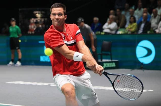 Photo Michele Nucci LaPresse - September 13, 2023 Bologna, Italy - tennis - Canada vs Italy - Alexis Galarneau (CAN) v Lorenzo Sonego (ITA) - Davis Cup 2023 - Unipol Arena. In the pic: Alexis Galarneau  Copyright: xMichelexNucci LaPressex