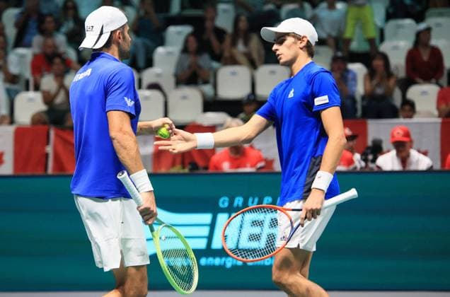 International Tennis match - 2023 Davis Cup - Canada vs Italy Davis Cup Finals - Canada vs Italia - double match Alexis Galarneau and Vasek Pospisil (CAN) vs Simone Bolelli and Matteo Arnaldi (ITA) - Bologna, Italy, September 13, 2023 - ph: c.b. Bologna Italy  Copyright: xIPAxSport ABACAx BRIPASport20230913_489 IPAxSport ABACAx BRIPASport20230913_489