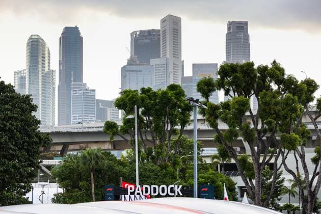 paddock illustration, skyline during the 2023 Formula 1 Singapore Airlines Singapore Grand Prix, 15th round of the 2023 Formula One World Championship, WM, Weltmeisterschaft from September 15 to 17, 2023 on the Marina Bay Street Circuit, in Singapore - F1 - SINGAPORE GRAND PRIX 2023 DPPI Panoramic  00123034_AV6_4398