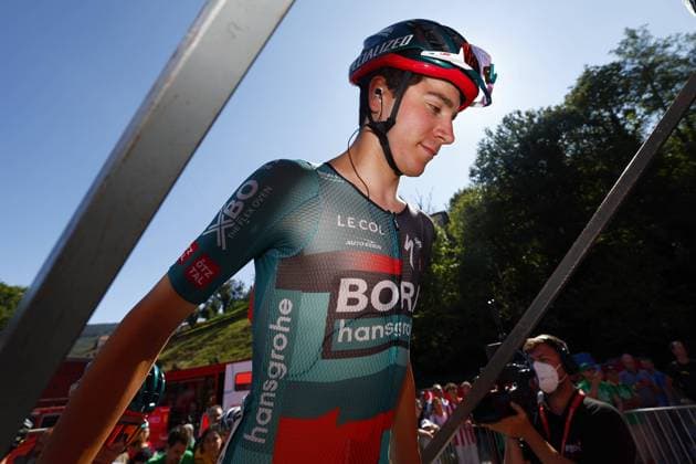 Belgian Cian Uijtdebroeks of Bora-Hansgrohe pictured at the start of stage 18 of the 2023 edition of the Vuelta a Espana , from Pola de Allande - La Cruz de Linares (178,9km), in Spain, Thursday 14 September 2023. The Vuelta takes place from 26 August to 17 September. PEPxDALMAU  x74060437x