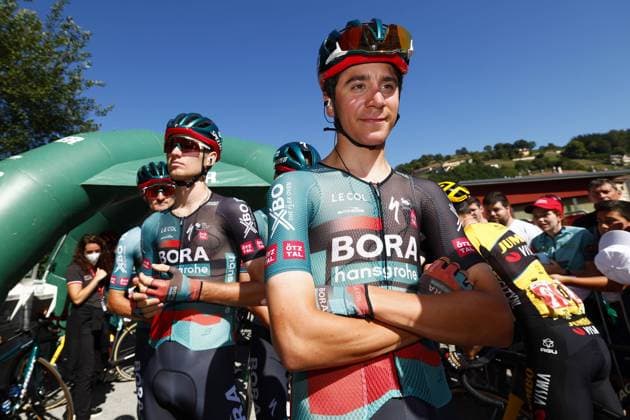Belgian Cian Uijtdebroeks of Bora-Hansgrohe pictured at the start of stage 18 of the 2023 edition of the Vuelta a Espana , from Pola de Allande - La Cruz de Linares (178,9km), in Spain, Thursday 14 September 2023. The Vuelta takes place from 26 August to 17 September. PEPxDALMAU  x74061080x