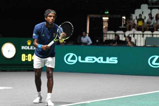 Canada vs Svezia Davis Cup 2023 Unipol Arena 14 Settembre Canada vs Svezia Nella foto: Elias Ymer Bologna Italy Copyright: xAndreaxRositox DSC_1875