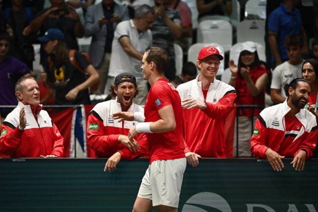 Foto Massimo Paolone LaPresse 14 Settembre 2023 - Bologna, Italia - tennis - Canada vs Svezia - Vasek Pospisil (CAN) v Leo Borg (SWE) - Coppa Davis 2023 - Unipol Arena. Nella foto: Vasek Pospisil esulta per la vittoria September 14, 2023 Bologna, Italy - sport, tennis - Canada vs Sweden - Vasek Pospisil (CAN) v Leo Borg (SWE) - Davis Cup 2023 - Unipol Arena. In the pic: Vasek Pospisil celebrates for the victory  Copyright: xMassimoxPaolone LaPressex