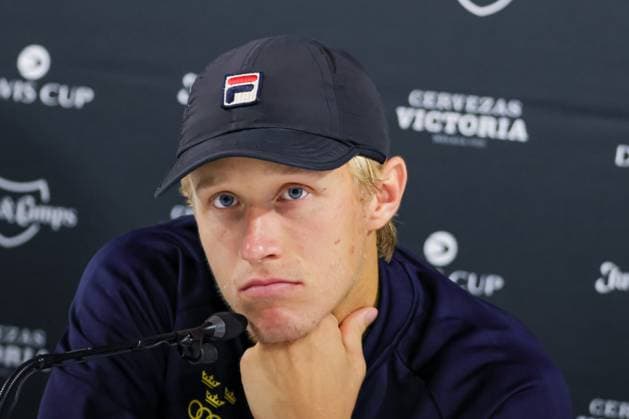 Leo Borg (SWE) on press conference, PK, Pressekonferenz at during Davis Cup 2023 Group A at the Unipol Arena in Bologna on 14 09 23  Copyright: xFabioxPatamia IPAxSportx xipa-agx xx 0 IPA_IPA40296203