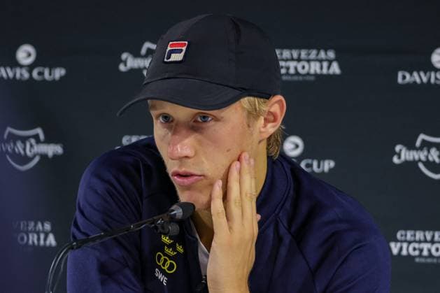 International Tennis match - Davis Cup - Canada vs Sweden Leo Borg (SWE) on press conference, PK, Pressekonferenz at during Davis Cup 2023 Group A at the Unipol Arena in Bologna on 14 09 23 Bologna Italy  Copyright: xIPAxSport ABACAx BRIPASport20230914_134 IPAxSport ABACAx BRIPASport20230914_134