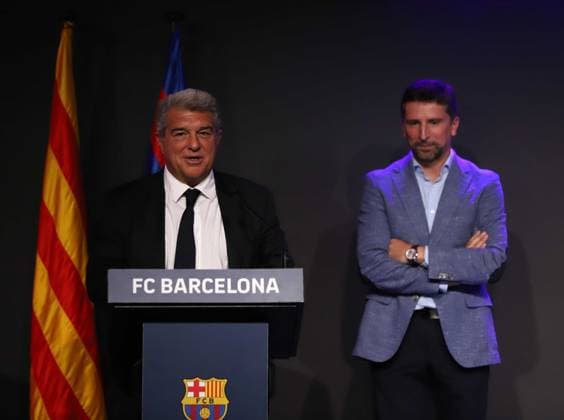 September 14, 2023, Sabadell, Barcelona, Spain: Barcelona Spain 14.09.2023 Joan Laporta FC Barcelona, Barca and Ricardo Cabornero content director of Prime Video in Spain and Portugal look during the Prime Video A New Era II at Camp Nou on 14 September 2023 in Barcelona. Sabadell Spain - ZUMAu50_ 20230914_zsp_u50_023 Copyright: xXavixUrgelesx