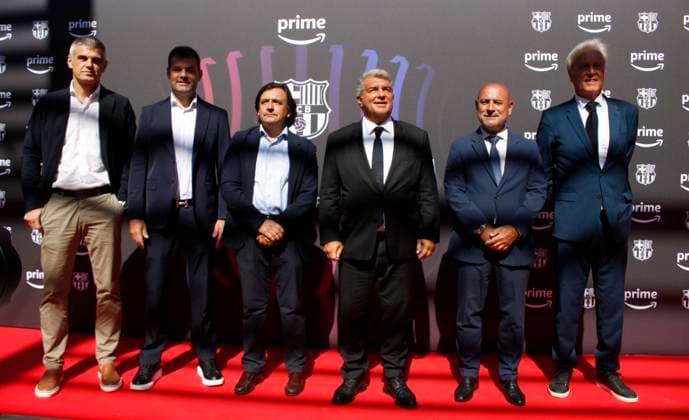 September 14, 2023, Sabadell, Barcelona, Spain: Barcelona Spain 14.09.2023 Joan Laporta FC Barcelona, Barca and his board during the Prime Video A New Era II at Camp Nou on 14 September 2023 in Barcelona. Sabadell Spain - ZUMAu50_ 20230914_zsp_u50_043 Copyright: xXavixUrgelesx