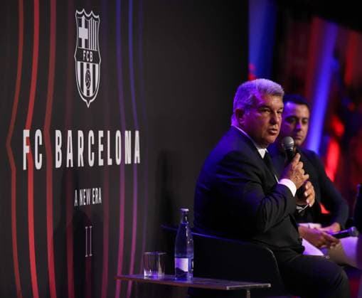 September 14, 2023, Sabadell, Barcelona, Spain: Barcelona Spain 14.09.2023 Joan Laporta FC Barcelona, Barca looks during the Prime Video A New Era II at Camp Nou on 14 September 2023 in Barcelona. Sabadell Spain - ZUMAu50_ 20230914_zsp_u50_059 Copyright: xXavixUrgelesx
