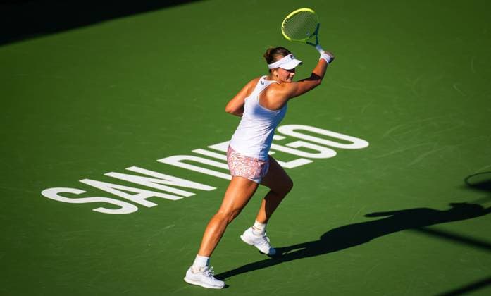 September 13, 2023: Barbora Krejcikova of the Czech Republic in action during the second round of the 2023 Cymbiotika San Diego Open WTA, Tennis Damen 500 tennis tournament against Anhelina Kalinina of Ukraine - ZUMAa181 20230913_zaa_a181_165 Copyright: xRobxPrangex