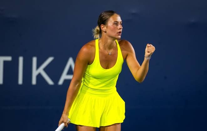 September 13, 2023: Marta Kostyuk of Ukraine in action during the second round of the 2023 Cymbiotika San Diego Open WTA, Tennis Damen 500 tennis tournament against Beatriz Haddad Maia of Brazil - ZUMAa181 20230913_zaa_a181_203 Copyright: xRobxPrangex