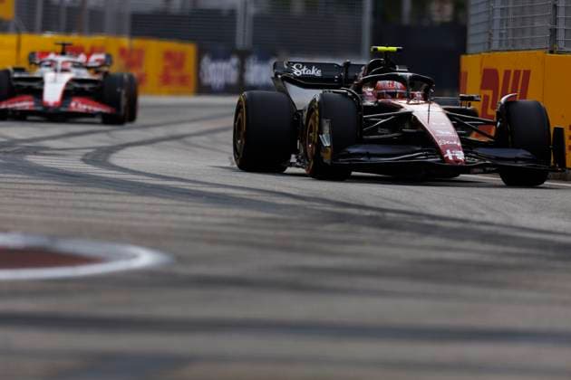 15th September 2023; Marina Bay Street Circuit, Singapore; 2023 Formula 1 Singapore Airlines Singapore Grand Prix; Free Practice Day; Number 24 Alfa Romeo driver Guanyu Zhou during practice 1  ActionPlus12553423 StephenxBlackberry