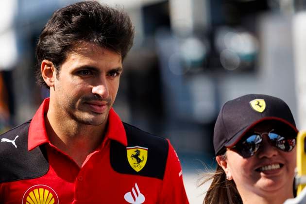 15th September 2023; Marina Bay Street Circuit, Singapore; 2023 Formula 1 Singapore Airlines Singapore Grand Prix; Free Practice Day; Number 55 Scuderia Ferrari driver Carlos Sainz Jr arrives at the track  ActionPlus12553367 StephenxBlackberry