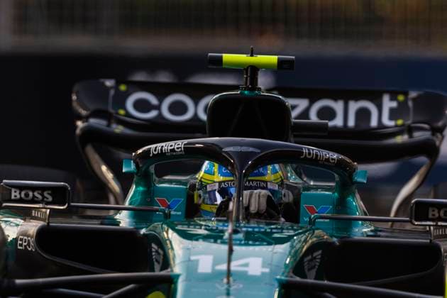 15th September 2023; Marina Bay Street Circuit, Singapore; 2023 Formula 1 Singapore Airlines Singapore Grand Prix; Free Practice Day; Number 14 Aston Martin driver Fernando Alonso during practice 1  ActionPlus12553398 StephenxBlackberry
