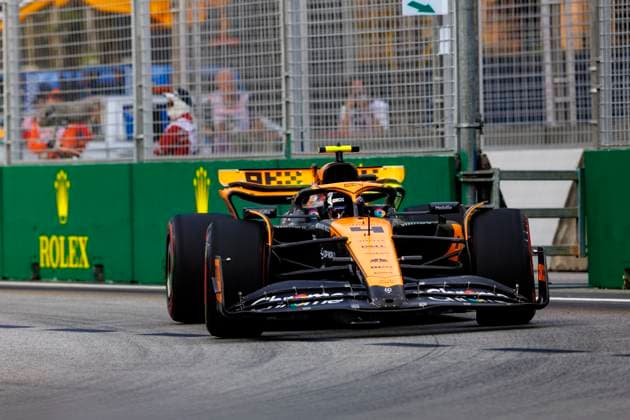 15th September 2023; Marina Bay Street Circuit, Singapore; 2023 Formula 1 Singapore Airlines Singapore Grand Prix; Free Practice Day; Number 4 McLaren driver Lando Norris during practice 1  ActionPlus12553439 StephenxBlackberry