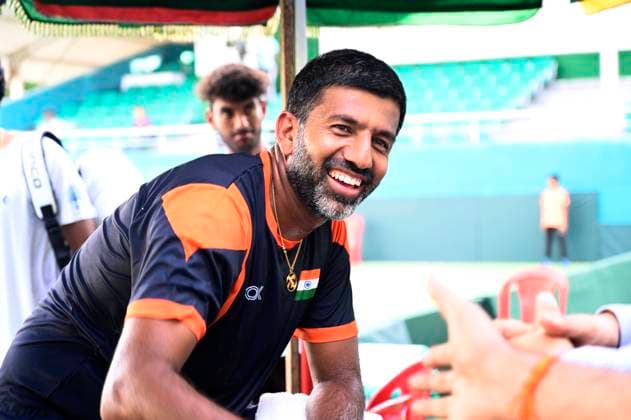 LUCKNOW, INDIA - SEPTEMBER 15: Star Indian Tennis Player Rohan Bopanna during practice session at Vijyant Khand stadium, Bopanna is due to play for India for one last time in the Davis Cup on September 15, 2023 in Lucknow, India. (Photo by Deepak Gupta Hindustan Times) Indian Tennis Player Rohan Bopanna In Lucknow